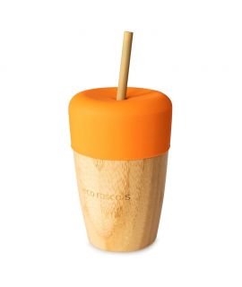 Vaso con pajita de Madera de Bambú - Naranja Para Comer ER_030