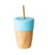 Vaso con pajita de Madera de Bambú - Azul Para Comer ER_028