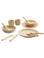 Platos y Cubiertos de Madera Natural - Plan Toys