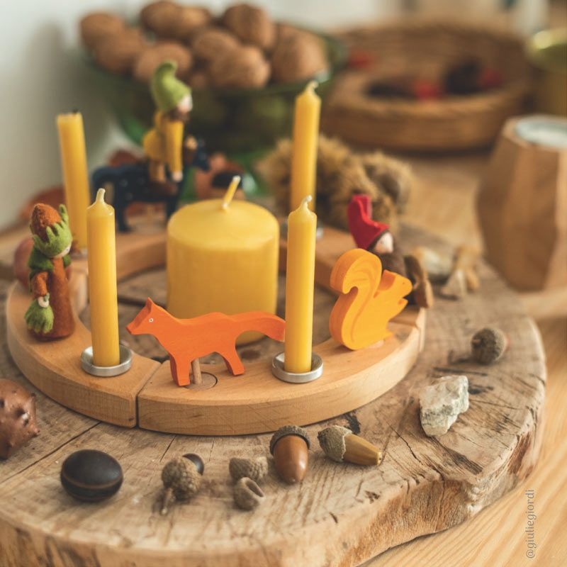 Portavelas plateado para el Anillo Cumpleaños Waldorf - Aúpa Organics