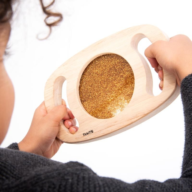 Panel Sensorial de Madera con Asas Purpurina Dorada  - Aúpa Organics