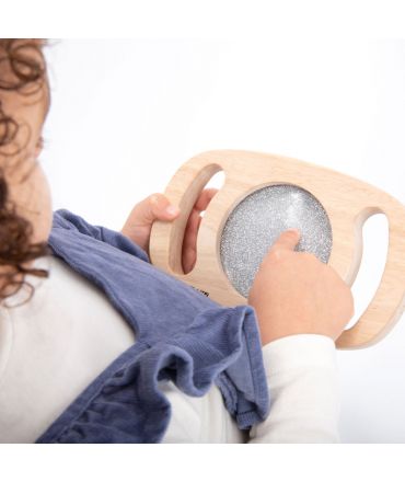 Panel Sensorial de Madera con Asas Purpurina Plateada  - Aúpa Organics