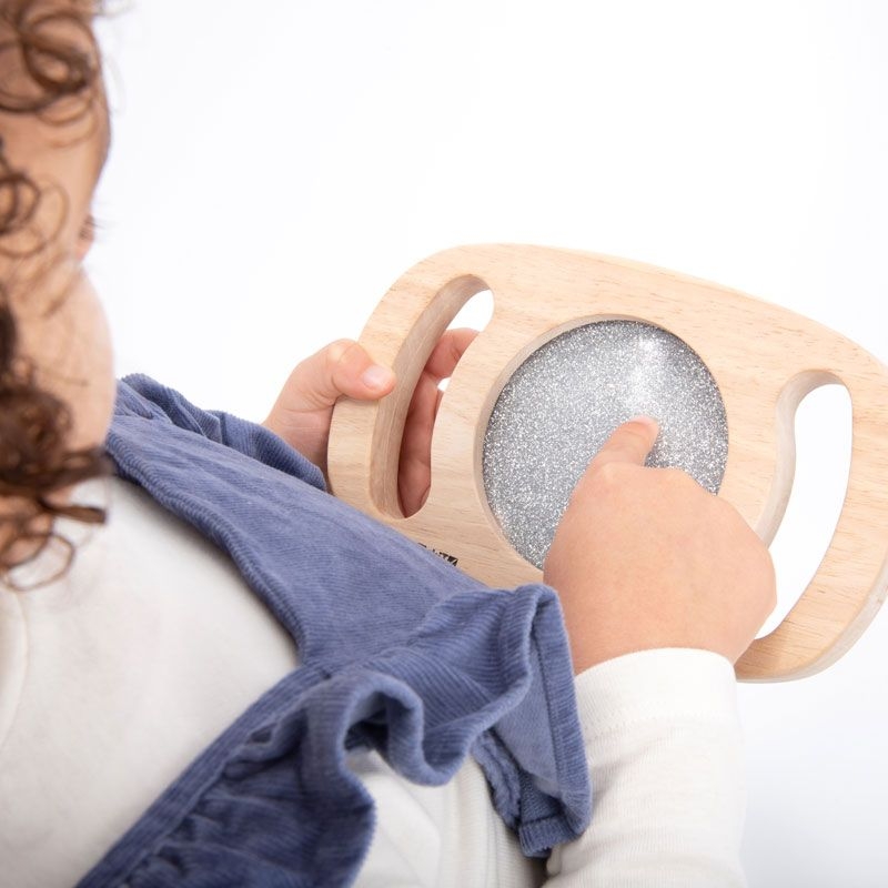 Panel Sensorial de Madera con Asas Purpurina Plateada  - Aúpa Organics