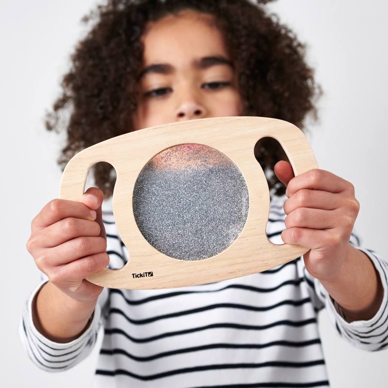 Panel Sensorial de Madera con Asas Purpurina Plateada  - Aúpa Organics