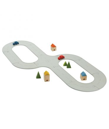 Carreteras y Vías de Tren de Caucho Natural Plan Toys - Aúpa Organics