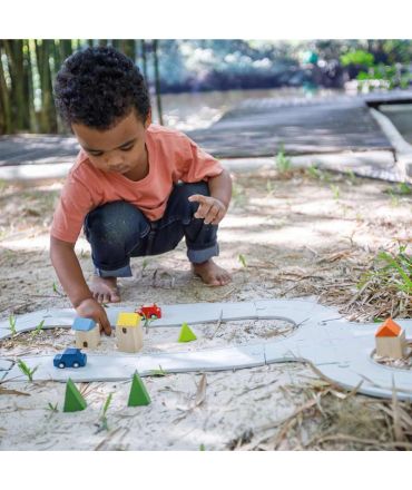 Carreteras y Vías de Tren de Caucho Natural Plan Toys - Aúpa Organics