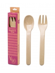 Pack Cucharita y Tenedor de Fibra de Arroz