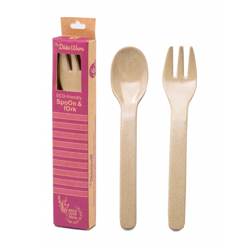 Pack Cucharita y Tenedor de Fibra de Arroz