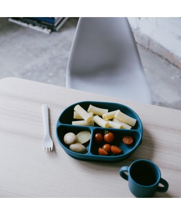 Plato Infantil de Silicona Premium con Compartimentos "Blue Abyss" de Ekobo - Aúpa Organics