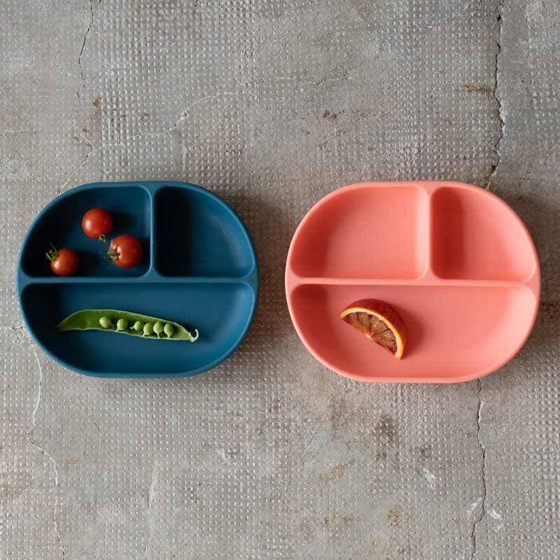 Plato Infantil con Compartimentos de Silicona Premium "Coral" de Ekobo - Aúpa Organics