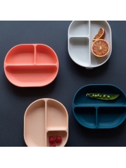 Plato Infantil con Compartimentos de Silicona Premium "Coral" de Ekobo - Aúpa Organics