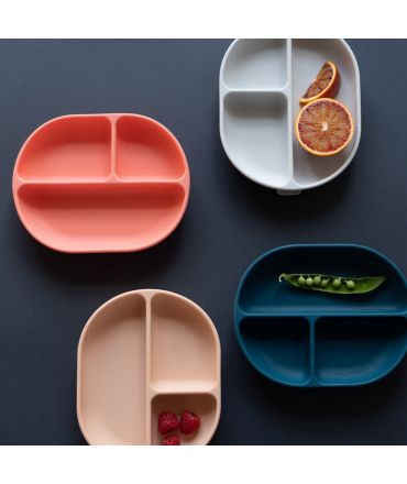 Plato Infantil con Compartimentos de Silicona Premium "Coral" de Ekobo - Aúpa Organics