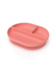 Plato Infantil con Compartimentos de Silicona Premium "Coral" de Ekobo - Aúpa Organics