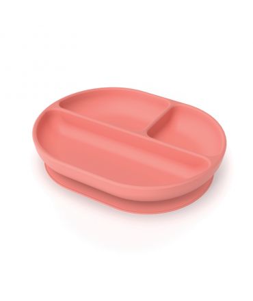 Plato Infantil con Compartimentos de Silicona Premium "Coral" de Ekobo - Aúpa Organics