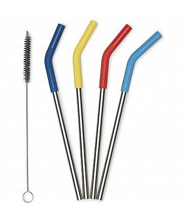 Pack de 4 Pajitas de Acero Inoxidable - Multicolor