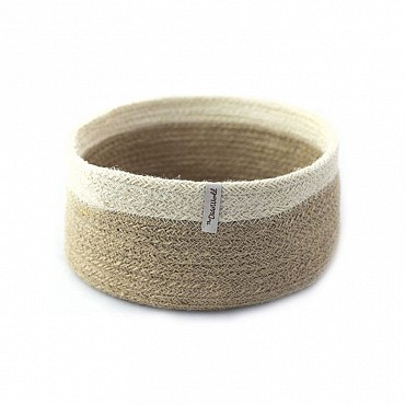 Cesto de Yute - Natural y Blanco