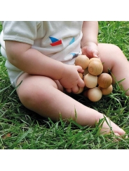 Pulsera de Bolas de Madera Natural