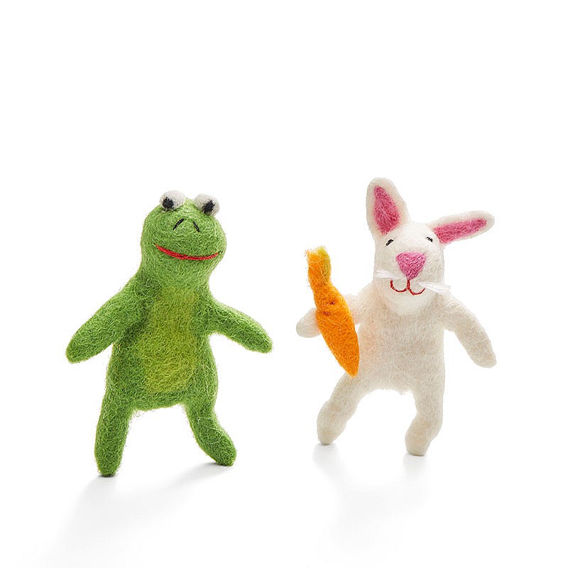 Marionetas de dedo de Fieltro - Rana y Conejo Juego PPT_PP499