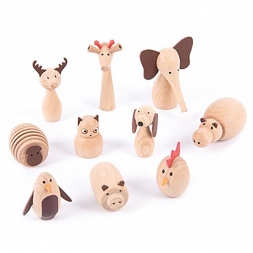 Pack de 10 animales de Madera - Aúpa Organics