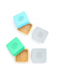 Pack de 2 Fiambreras Herméticas de Madera de Bambú Verde & Gris - Aúpa Organics