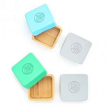 Pack de 2 Fiambreras Herméticas de Madera de Bambú Verde & Gris - Aúpa Organics