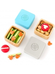 Pack de 2 Fiambreras Herméticas de Madera de Bambú Verde & Gris - Aúpa Organics