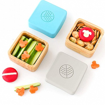 Pack de 2 Fiambreras Herméticas de Madera de Bambú Verde & Gris - Aúpa Organics