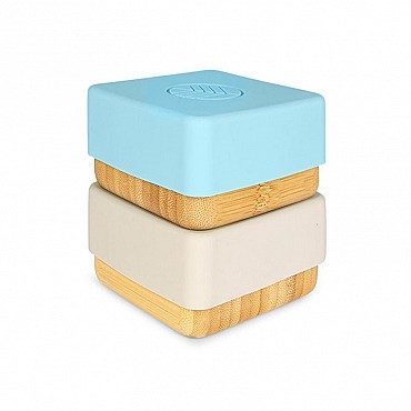 Pack de 2 Fiambreras Herméticas de Madera de Bambú Verde & Gris - Aúpa Organics