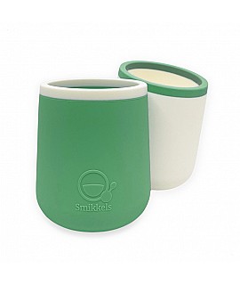 Pack de 2 Vasos de Silicona Verde y Blanco - Smikkels Para Comer SMK_VASOSVE
