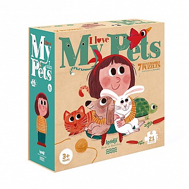 7 Puzzles reversibles I Love My Pets de Londji - Aúpa Organics