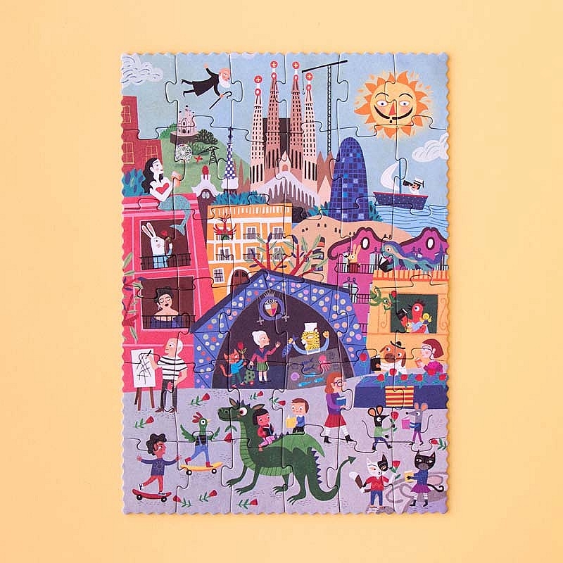 Puzzle reversible de 24 piezas Night & Day in Barcelona de Londji - Aúpa Organics