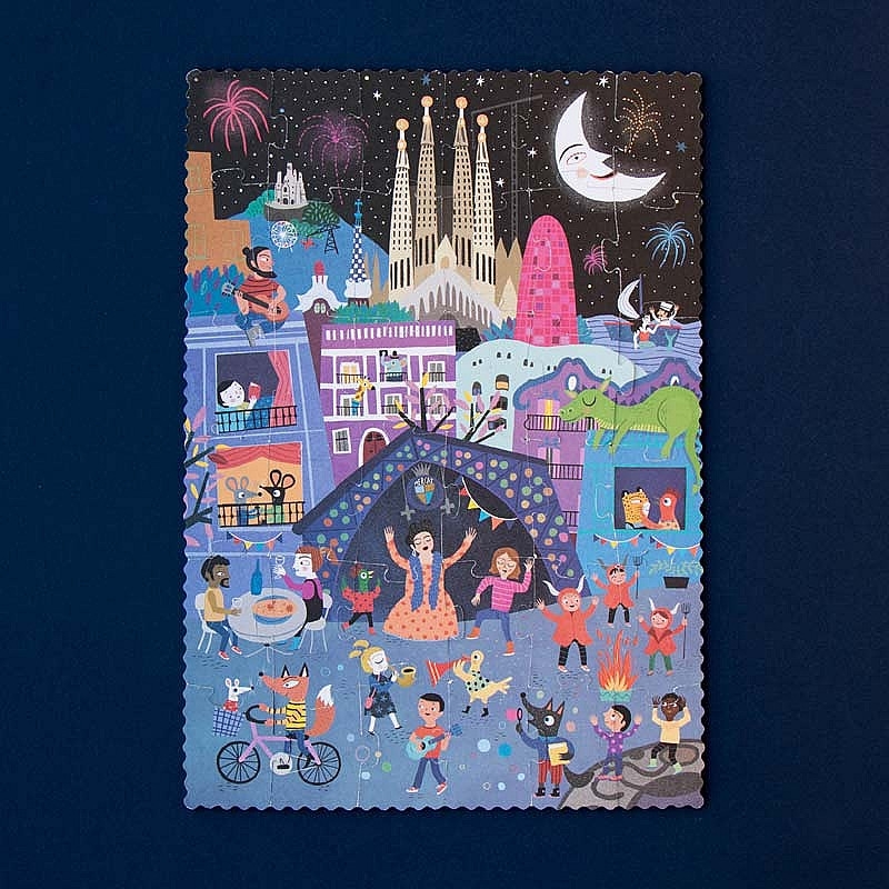 Puzzle reversible de 24 piezas Night & Day in Barcelona de Londji - Aúpa Organics