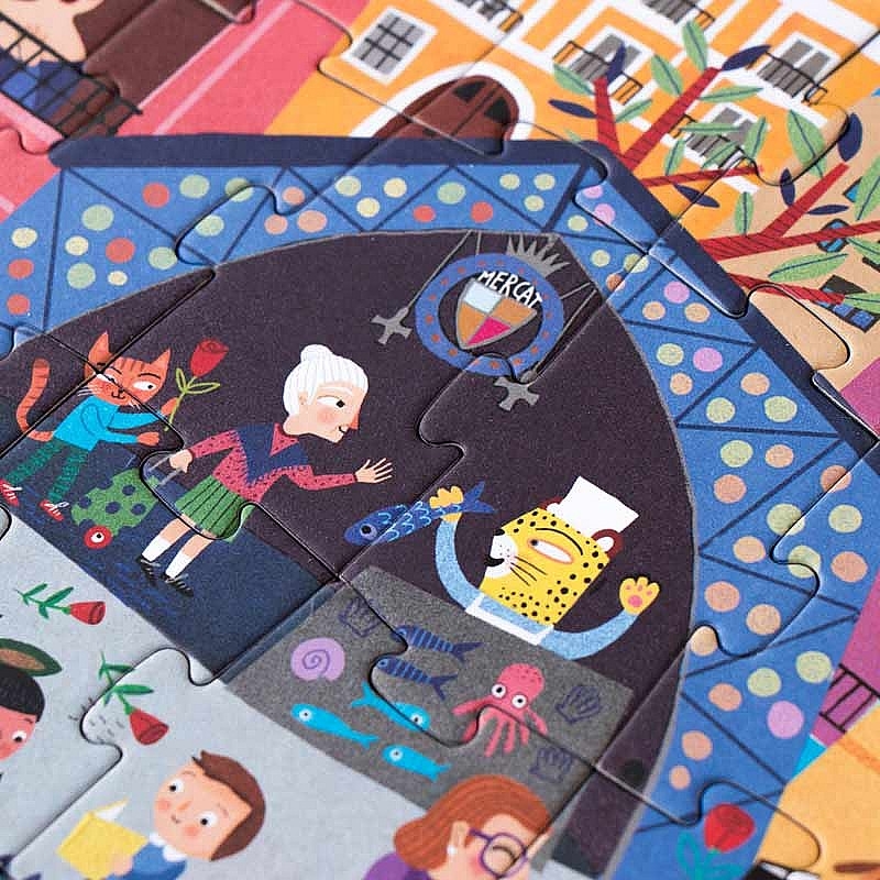 Puzzle reversible de 24 piezas Night & Day in Barcelona de Londji - Aúpa Organics