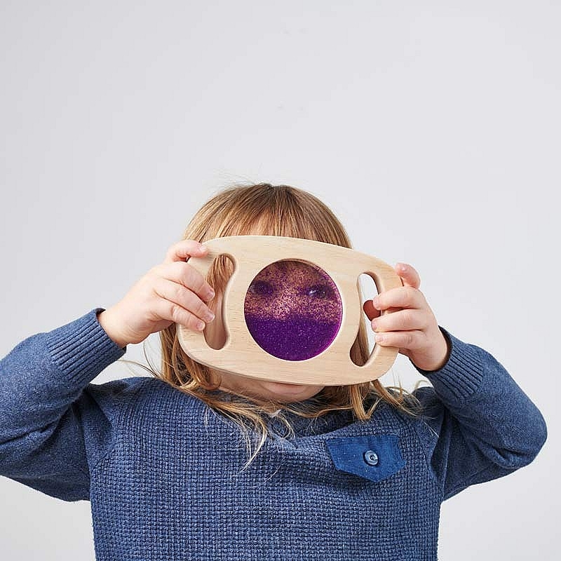 Panel Sensorial de Madera con Asas Purpurina lila  - Aúpa Organics