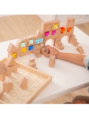 Set de Construcción de Madera y Gemas Translúcidas | Aúpa Organics