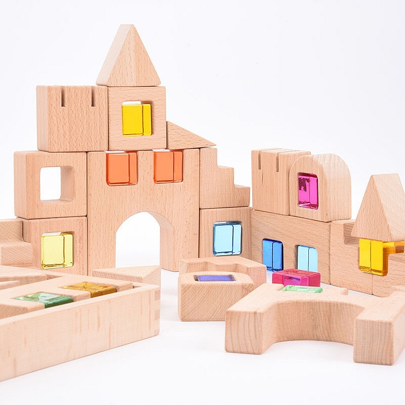 Set de Construcción de Madera y Gemas Translúcidas | Aúpa Organics