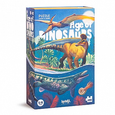 Puzzle de 100 piezas Busca & Aprende Age of Dinosaurs de Londji - Aúpa Organics