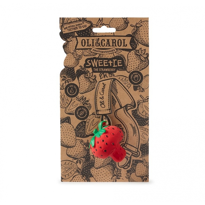 Mini Mordedor de Caucho Natural Sweetie la Fresa Oli&Carol - Aúpa Organics