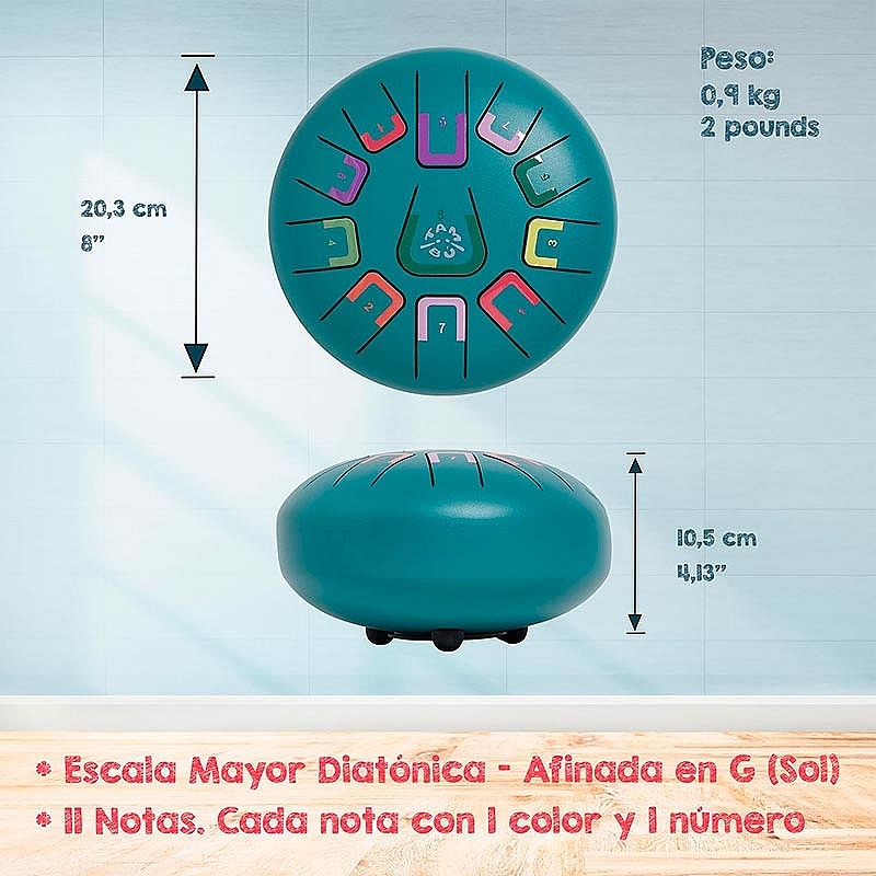 Tambú 8" 11 notas - Turquesa Mate - Aúpa Organics