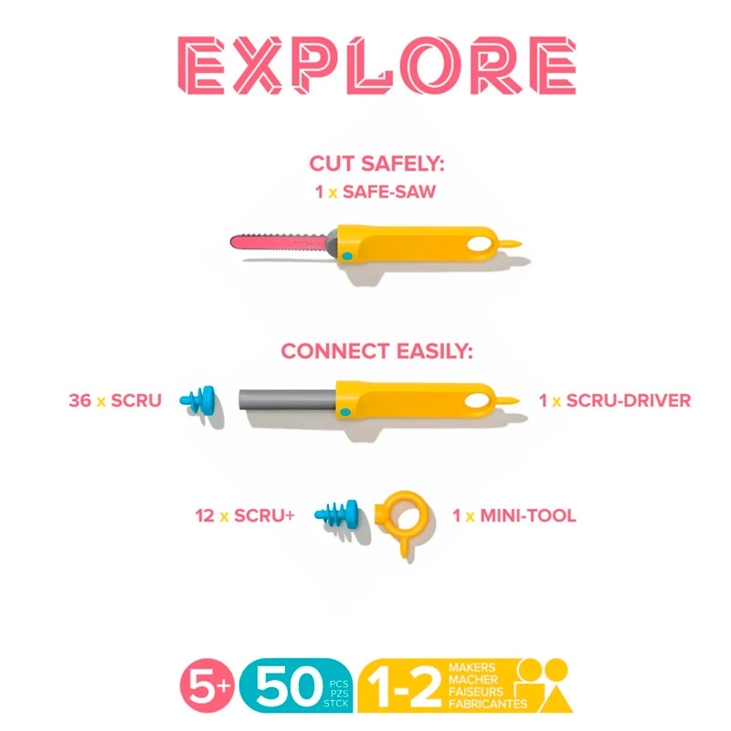 Herramientas para Cartón 50 pzas EXPLORE Makedo - Aúpa Organics