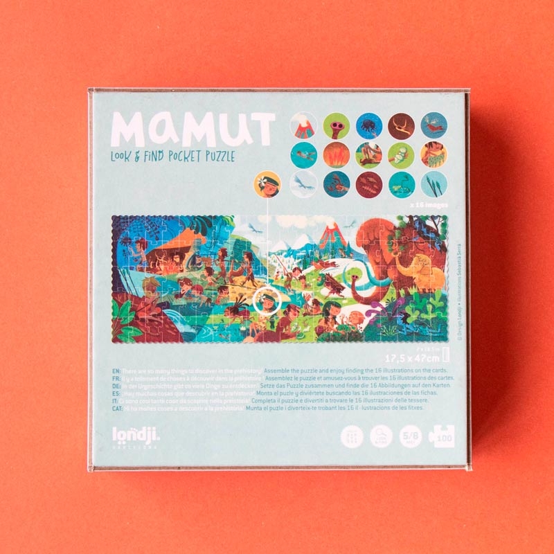 Puzzle de 100 piezas Mamut de Londji de Bolsillo - Aúpa Organics