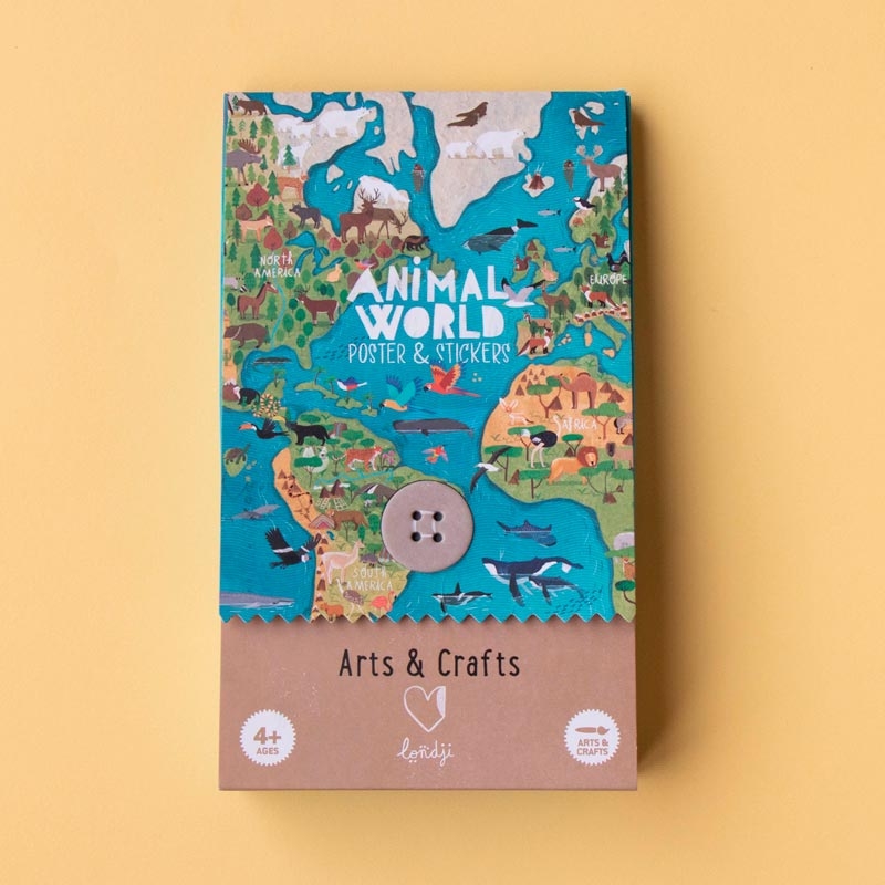 Póster Mapamundi + Pegatinas "Animal World" de Londji - Aúpa Organics