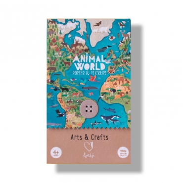 Póster Mapamundi + Pegatinas "Animal World" de Londji - Aúpa Organics
