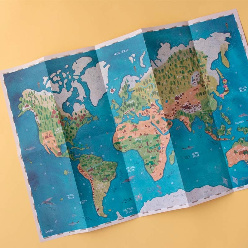 Póster Mapamundi + Pegatinas "Animal World" de Londji - Aúpa Organics