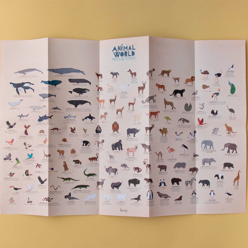 Póster Mapamundi + Pegatinas "Animal World" de Londji - Aúpa Organics