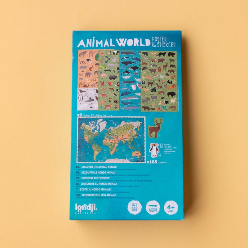 Póster Mapamundi + Pegatinas "Animal World" de Londji - Aúpa Organics