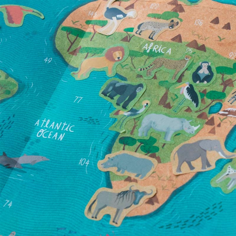 Póster Mapamundi + Pegatinas "Animal World" de Londji - Aúpa Organics