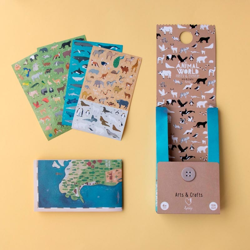 Póster Mapamundi + Pegatinas "Animal World" de Londji - Aúpa Organics