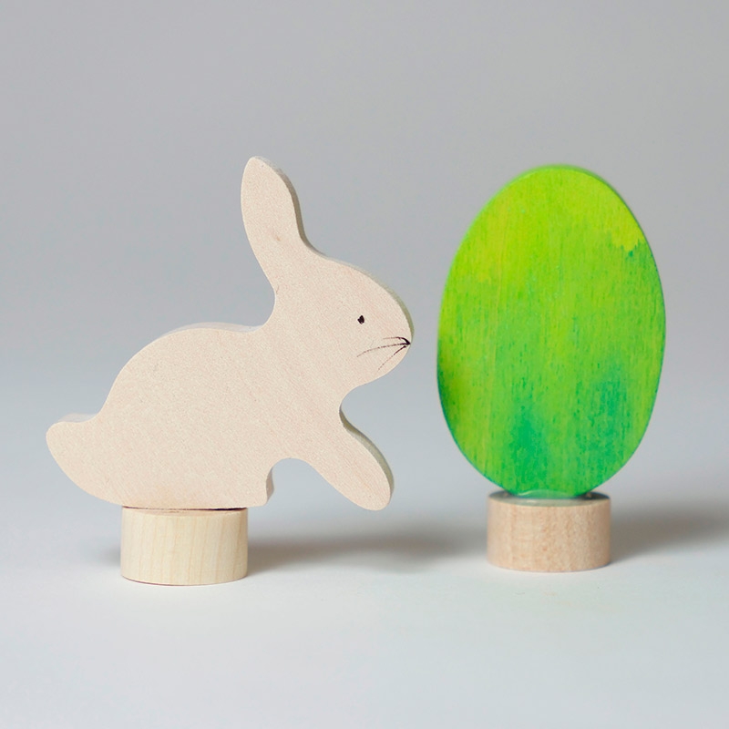 Conejo y Huevo de Pascua "Batik Verde" Figura para el Anillo de Cumpleaños - Aúpa Organics
