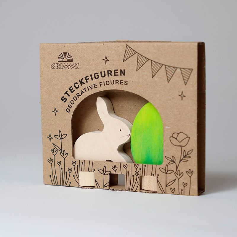 Conejo y Huevo de Pascua "Batik Verde" Figura para el Anillo de Cumpleaños - Aúpa Organics